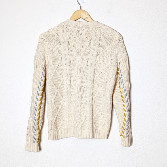 Michael Stars Hadley Cardigan Cotton Cable Woven Pastel Cropped XS - Picture 5 of 13